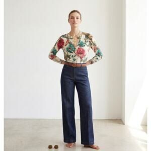 Samantha Sung Bijou Collection Silk and Cashmere Artisan Printed Cardigan Small